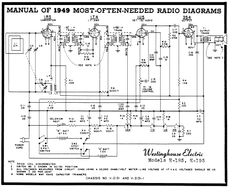 H-185 Ch= V-2131; Westinghouse El. & (ID = 104119) Radio