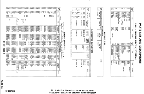 H-21CT258 Ch= V-2367-1; Westinghouse El. & (ID = 878955) Televisión