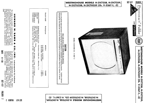 H-21CT259 Ch= V-2367-1; Westinghouse El. & (ID = 878968) Televisore