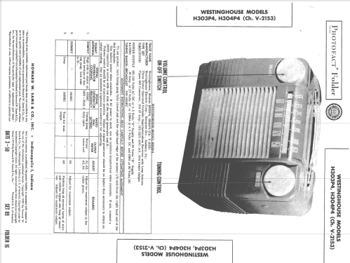 H-303P4 Ch= V-2153; Westinghouse El. & (ID = 1611126) Radio