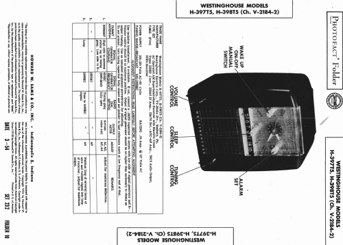 H-397T5 Ch= V-2184-2; Westinghouse El. & (ID = 984604) Radio