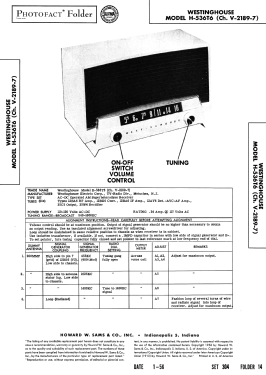 H-536T6 Ch=V-2189-7; Westinghouse El. & (ID = 2713534) Radio