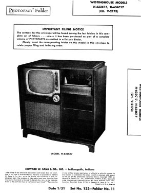 H-633C17 Ch= V-2173; Westinghouse El. & (ID = 2842469) TV-Radio