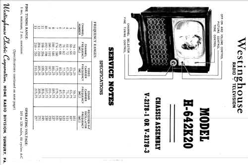 H-642K20 Ch= V-2178-1; Westinghouse El. & (ID = 1210073) Television