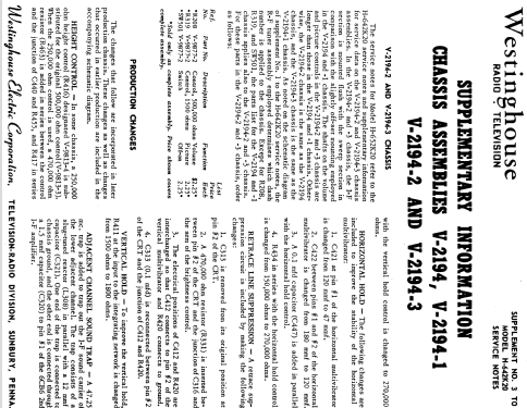 H-642K20 Ch= V-2194-3; Westinghouse El. & (ID = 1210231) Televisión