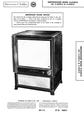 H-653K24 Ch= V-2202-2; Westinghouse El. & (ID = 3024958) Television