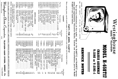 H-658T17 Ch= V-2192-1; Westinghouse El. & (ID = 1216499) Fernseh-E