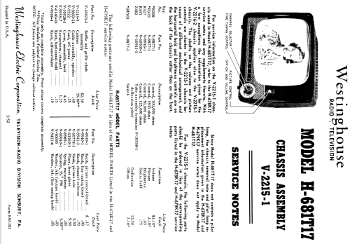 H-681T17 Ch= V-2215-1; Westinghouse El. & (ID = 1217537) Televisore