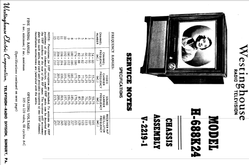 H-688K24 Ch= V-2219-1; Westinghouse El. & (ID = 1222117) Television