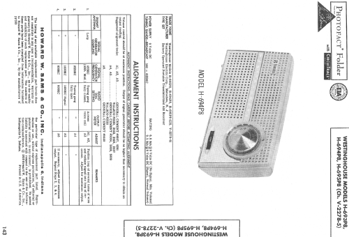 H-693P8 Ch= V-2278-5; Westinghouse El. & (ID = 561122) Radio