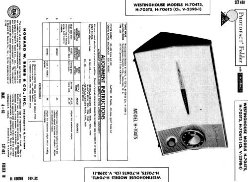 H-704T5 Ch= V-2398-1; Westinghouse El. & (ID = 541579) Radio