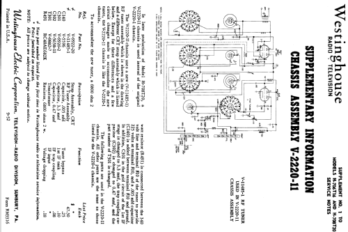 H-708T20 Ch= V-2220-11; Westinghouse El. & (ID = 1209164) Television