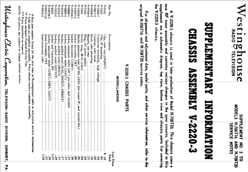 H-708T20 Ch= V-2220-1; Westinghouse El. & (ID = 1209153) Televisión