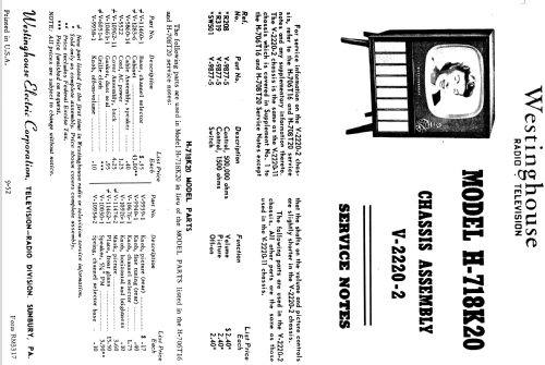 H-718K20 Ch= V-2220-4; Westinghouse El. & (ID = 1222153) Televisore