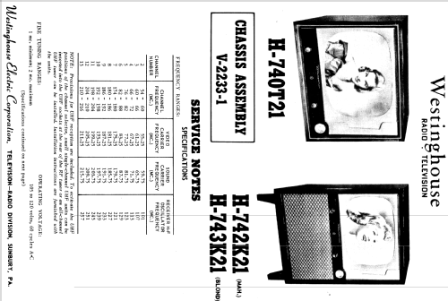 H-742K21 Ch= V-2233-1; Westinghouse El. & (ID = 1226296) Television