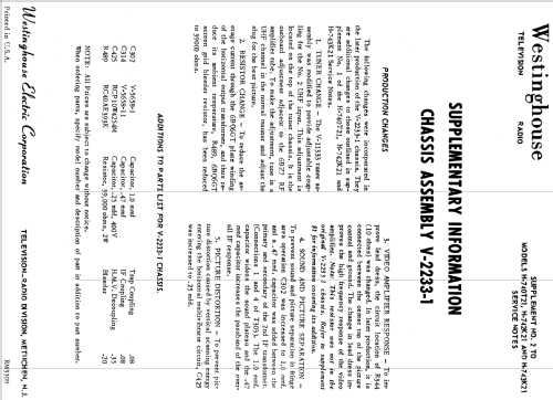 H-742K21 Ch= V-2233-1; Westinghouse El. & (ID = 1226314) Televisión