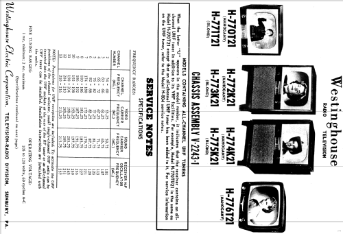 H-769T21 Ch= V-2243-1; Westinghouse El. & (ID = 1230357) Televisión