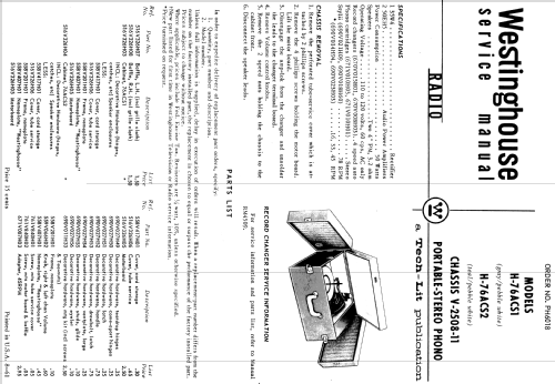 H-76ACS1 Ch= V-2508-11; Westinghouse El. & (ID = 1207516) Enrég.-R