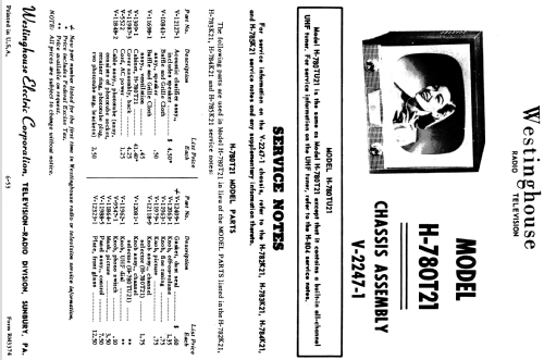 H-780T21 Ch= V-2247-1; Westinghouse El. & (ID = 1238854) Television