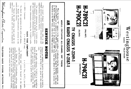 H-789C21 Ch= V-2249-1 V-2187-1; Westinghouse El. & (ID = 1258520) TV Radio