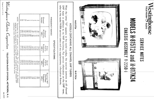 H-815T24 Ch= V-2250-1; Westinghouse El. & (ID = 1270548) Television