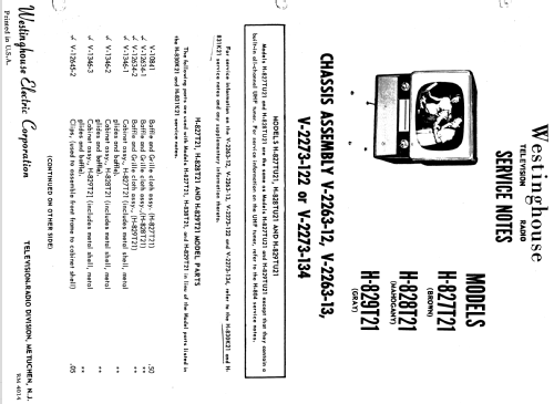 H-829T21 Ch= V-2263-14; Westinghouse El. & (ID = 1272524) Televisión