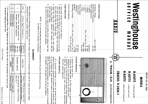 H-832T5 Ch= V-2424-1; Westinghouse El. & (ID = 2024490) Radio