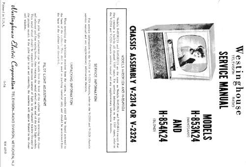 H-853KU24 Ch= V-2324; Westinghouse El. & (ID = 1339509) Télévision