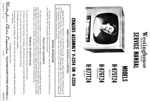 H-877TU24 Ch= V-2324; Westinghouse El. & (ID = 1341164) Television