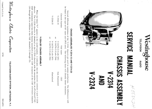 H-877TU24 Ch= V-2324; Westinghouse El. & (ID = 1341166) Television