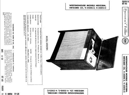 HR102BN Ch= V-2502-1 + V-2500-2; Westinghouse El. & (ID = 782453) Radio