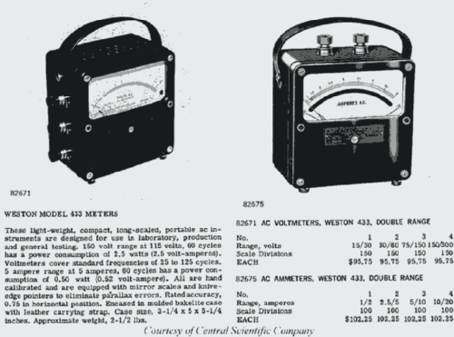 AC Voltmeter 433; Weston Electrical (ID = 2723436) Equipment