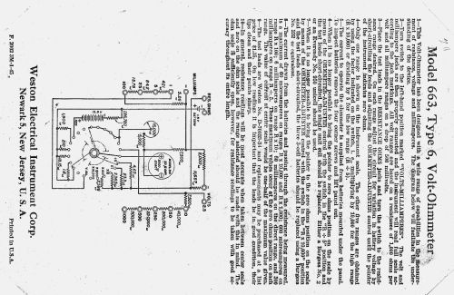 Volt-Ohmmeter 663; Weston Electrical (ID = 955073) Equipment