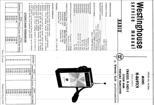 Communicator TR-1 H-869TC9 Ch= V-2451-1; Westinghouse El. & (ID = 2091063) Citizen