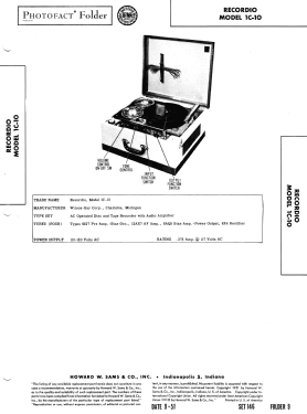 1C-10 Recordio ; Wilcox-Gay Corp.; (ID = 2959684) Reg-Riprod