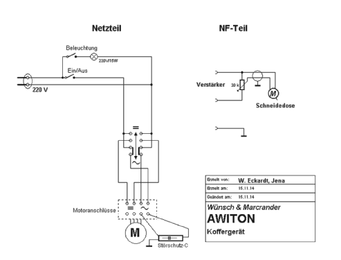 Schallplatten-Selbstaufnahme- und Wiedergabe-Gerät Awiton; Wünsch & Marcrander; (ID = 1739984) R-Player