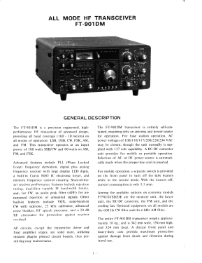 FT-901 /D /SD /DE /DM; Yaesu-Musen Co. Ltd. (ID = 2954254) Amat TRX