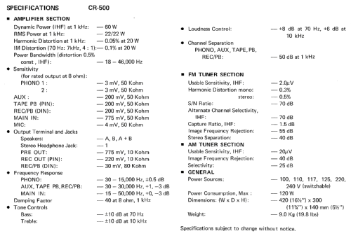 CR-500; Yamaha Co.; (ID = 680676) Radio