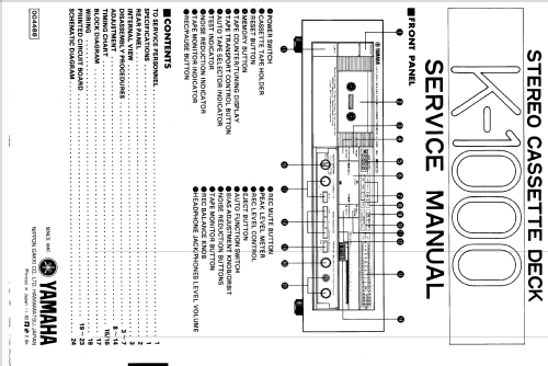 Natural Sound Stereo Cassette Deck K-1000; Yamaha Co.; (ID = 970222) Reg-Riprod