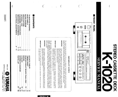 Natural Sound Stereo Cassette Deck K-1020; Yamaha Co.; (ID = 969883) R-Player