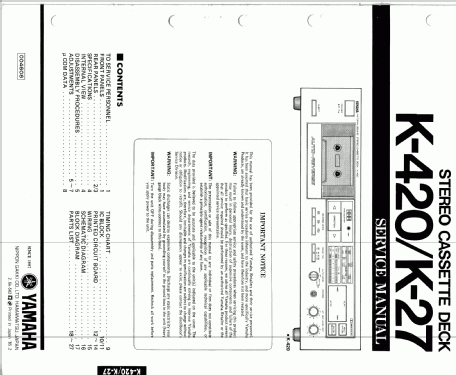 Natural Sound Stereo Cassette Deck K-420; Yamaha Co.; (ID = 965264) Ton-Bild