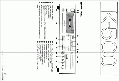 Natural Sound Stereo Cassette Deck K-500; Yamaha Co.; (ID = 964671) Ton-Bild