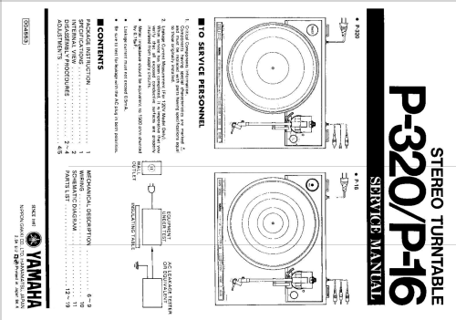 Stereo Turntable P-16; Yamaha Co.; (ID = 2081293) Ton-Bild