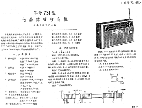 Junhao 军号 731; Yunnan 云南无线电厂 (ID = 777906) Radio