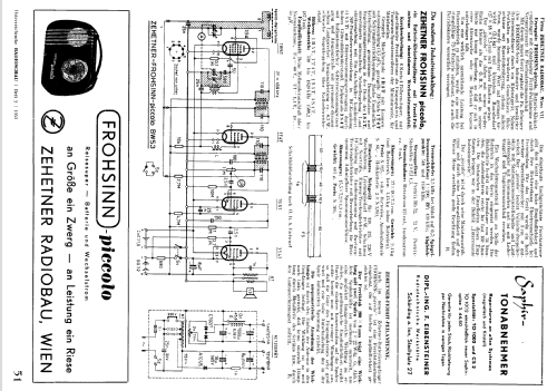 Frohsinn Piccolo BW53; Zehetner Radiobau- (ID = 2478790) Radio