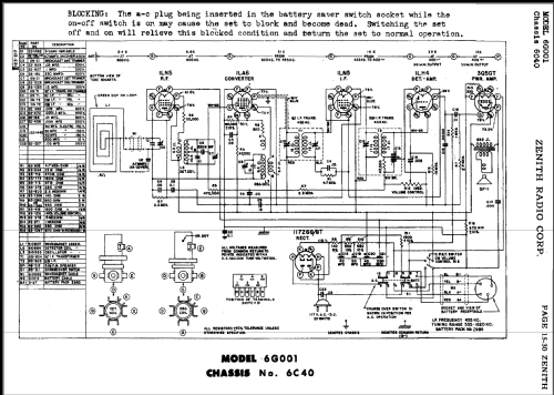 6G001Y Universal Ch=6C40; Zenith Radio Corp.; (ID = 490215) Radio