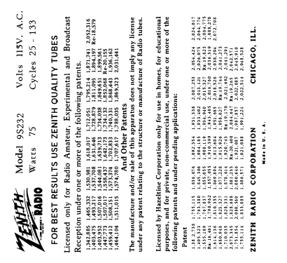 9-S-232 'Waltons' Ch= 5905; Zenith Radio Corp.; (ID = 3080115) Radio