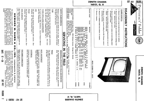 D3005E, L, M, R, W, D3006E, L, R Ch= 16D21Q; Zenith Radio Corp.; (ID = 638220) Televisión