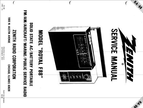 RF88Y Five Band AC-Battery Portable Radio ; Zenith Radio Corp.; (ID = 1946178) Radio