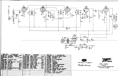 6MF593 Ford Ch=6A23; Zenith Radio Corp.; (ID = 313061) Car Radio